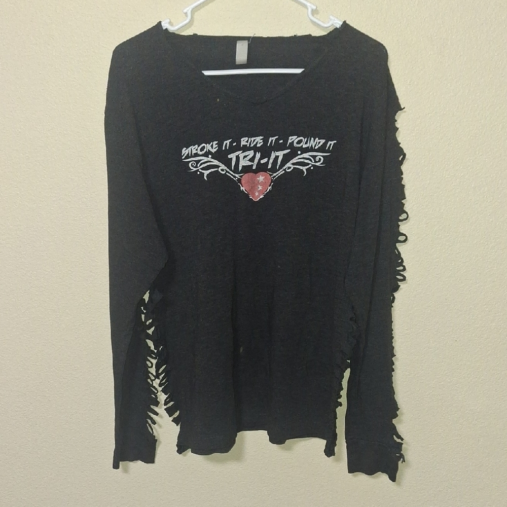 Source Unknown Black Distressed Graphic Sweatshirt